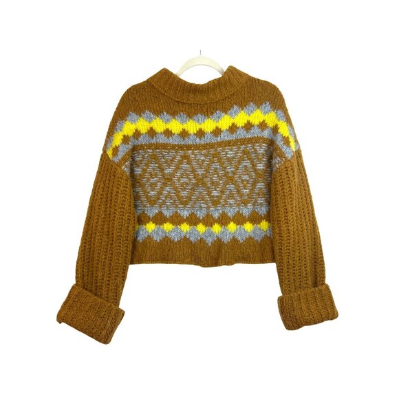 Free People Cropped Sweater Cozy Alpine Mock Neck Alpaca Wool Blend Size S - Picture 2 of 12